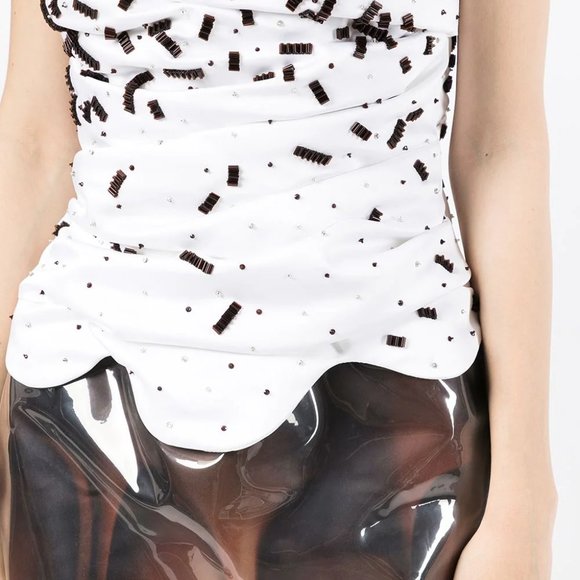 SS22 RUNWAY $5880 MOSCHINO COUTURE Jeremy Scott Milkshake Straw Asymmetric Dress - Picture 15 of 16